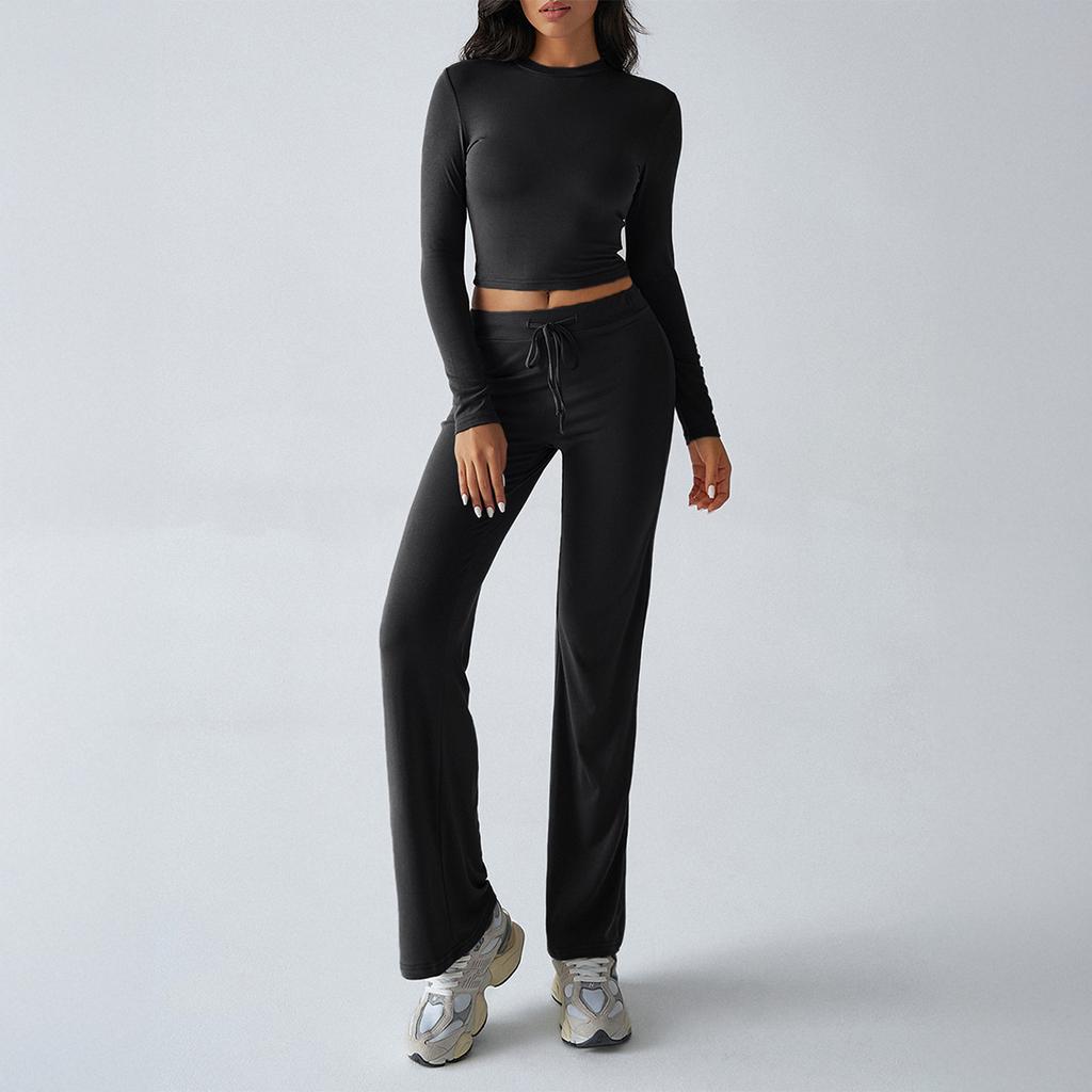 Autumn/winter Women's Y2K Casual Sports Style Slim Long Sleeve Top Lace-up Pants Suit