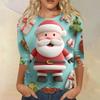 Women's Fashion Casual Round Neck Three-quarter Sleeve Christmas Print T-shirt Top