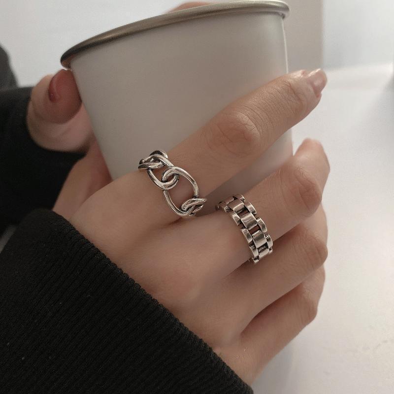 Simple Ring Female Retro Fashion Temperament Elegant Square Sugar Open Finger Ring Hip-hop Index Finger Ring Tide Finger Rings Geometric Party Jewelry