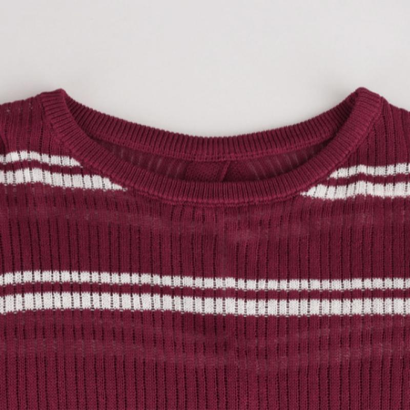 Shop Women S Striped Back Button Slit Long Sleeve Knit Beige Siu Wkn260040