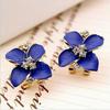 Royal Blue 3D Frosted Camellia Earrings - Korean Style Women's Fashion