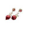 Vintage Eternal Flower Earrings Rose Real Flower Earrings Dried Flower Pendant Earrings  Lady/Gifts