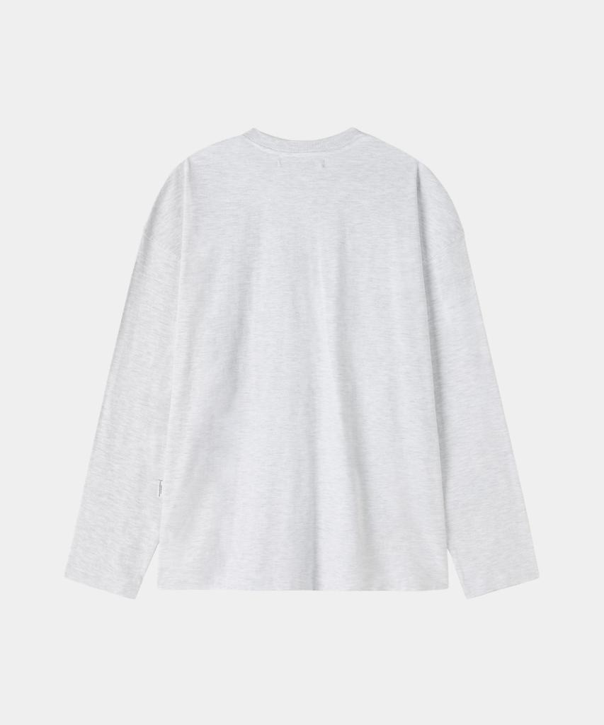 MAISON MINED Doodle Heart Long Sleeve Melange White