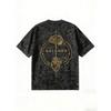 European sizes Men's T-Shirt - Oversized Loose Fit Distressed Black Retro Round Neck Tee, Suitable for Summer Hip-Hop Streetwear, Casual Daily Wear