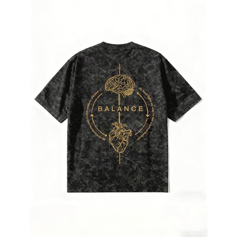 European sizes Men's T-Shirt - Oversized Loose Fit Distressed Black Retro Round Neck Tee, Suitable for Summer Hip-Hop Streetwear, Casual Daily Wear