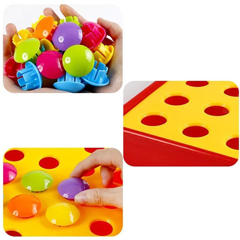 Novo cogumelo prego diy dos desenhos animados brinquedos artesanais montessori brinquedos educativos das crianças jogo de quebra-cabeça 3d inteligente presentes de tabuleiro