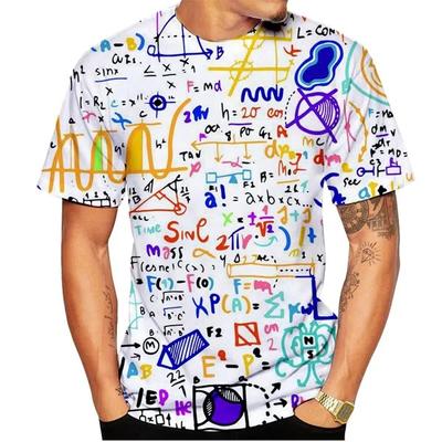 Camisetas Estampadas en 3D con Fórmula Matemática Divertida Ropa Urbana Moda Hombre Harajuku Oversized Cuello Redondo Manga Corta Camiseta Camisetas Tops