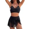 Europäischer und Amerikanischer Bikini Badeanzug Damen Sexy Einfarbige Dünne Netzrock Geteilt Explosion Badeanzug
