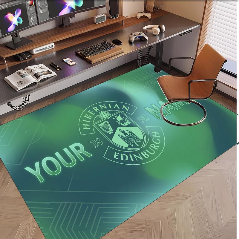 Personalized Crystal Velvet Carpet Hibernian FC Pattern Non Slip Floor Rug