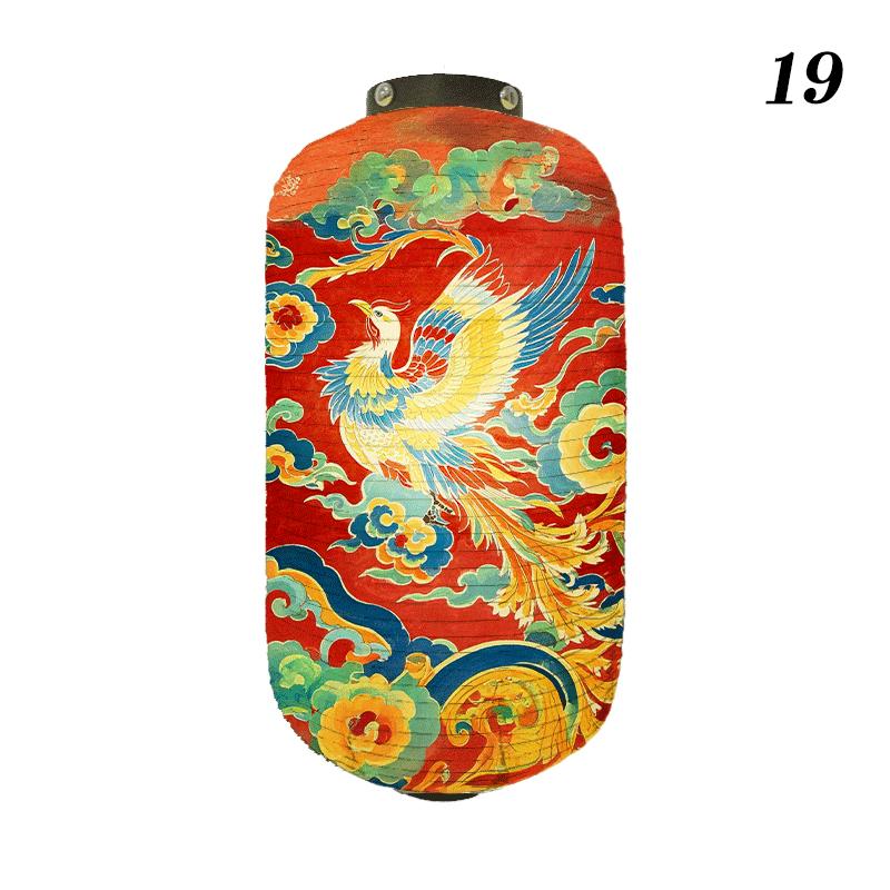 Oriental Style Festival Cloth Lanterns Antique Phoenix Printed Lantern Sushi Cuisine Advertising Sign Party Decoration Ornaments
