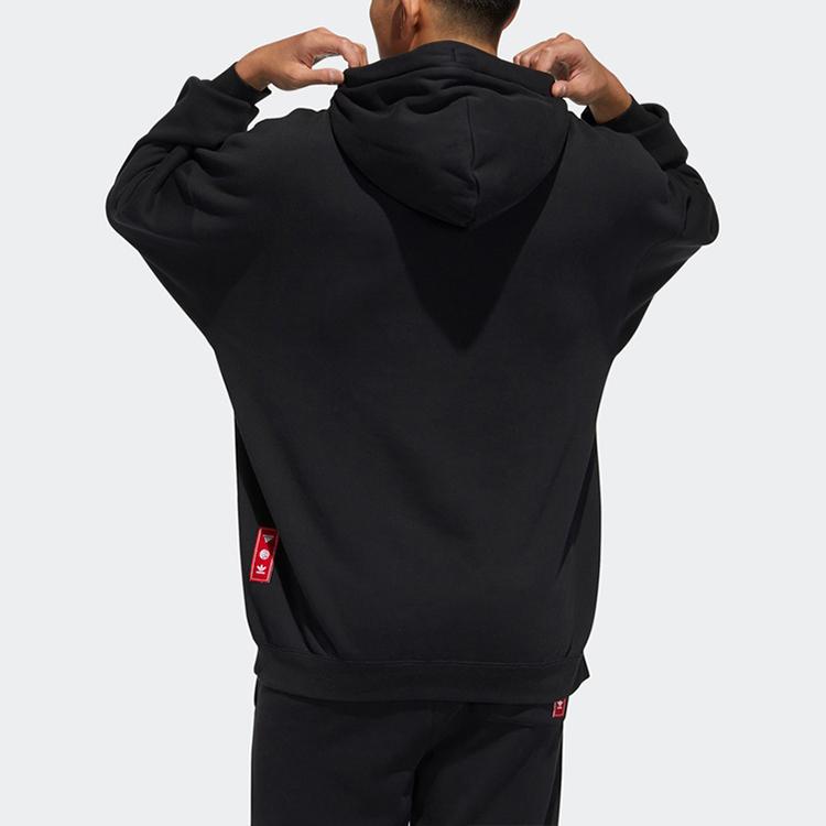 Adidas Originals New Year Theme Print Double Drawstring Hoodie Men Hoodie Black GP1865