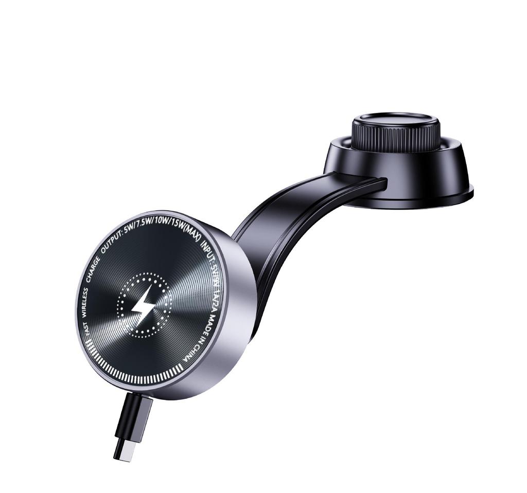 Magnetic Car Phone Holder with 15W Wireless Charger & Retractable Line, Rotating Stable Design