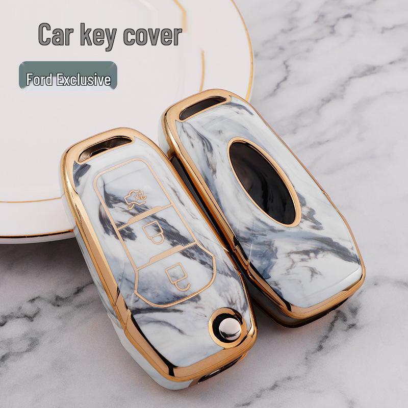 Guochao Ford Car Key Case for Focus, Escort, Mondeo, Edge, Ecosport - TPU Full Protection