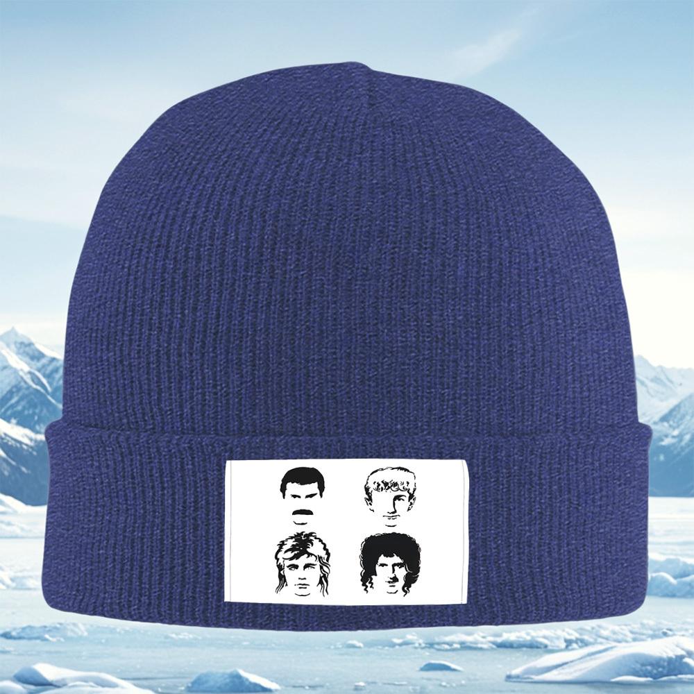 

Band members faces in black ink Men Women Unisex Knitted Hat Beanie Pullover Cap Winter Thermal Warm Christmas Outdoor Cycling