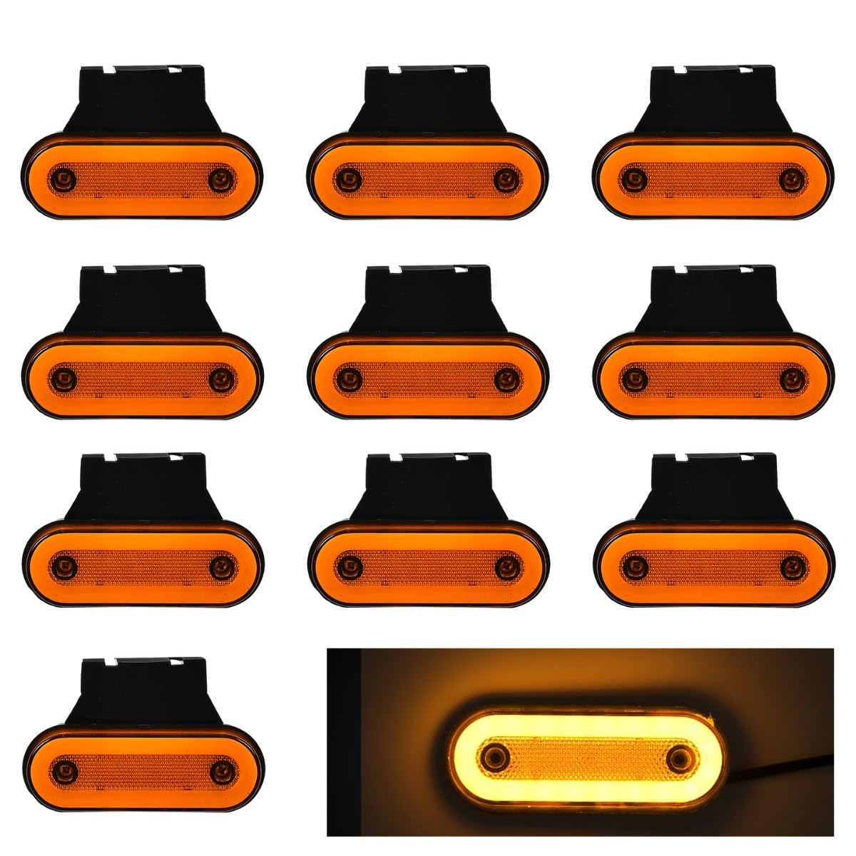 

Светодиодные габаритные огни для грузовиков и фиксированных транспортных средств повышенной проходимости, передние и задние, 10 штук, прицепы, кронштейны, 12 В/24 В, яркость, водонепроницаемость, ширина, (оранжевый)