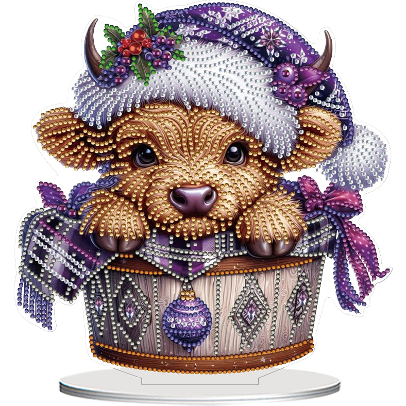 

2D Flat Print Christmas Yak DIY 5D DIY Diamond Art Tabletop Decorations Diamond Painting Desktop Decorations for Adults Beginner