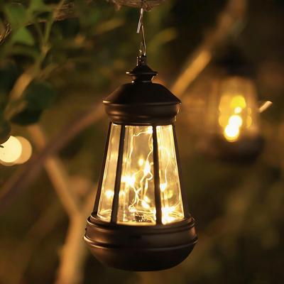 Outdoor Patio Solar Lantern Weather-Proof Landscaping Ambient Lights Hangable Solar Operated Lights for Courtyard Patio Front