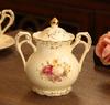 Rice Gold Rose Tea Set 800ml Bone China Teapot Coffee Cup Saucer Set Afternoon Tea Cup 225ml Drink Cup Kitchen Bar Supplies