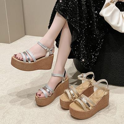 Women Summer Platform Sandals Casual Wedegs Buckle Strap Sandals Women's Increase Fashion Shoes Round Toe Roman Heeled Sandales