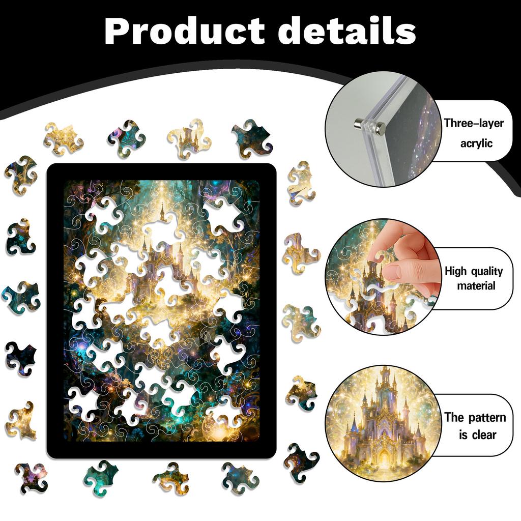 Magic Castle Puzzle Decorative Painting, Ornament Fantasy Fairy Tale Translucent Acrylic Puzzle