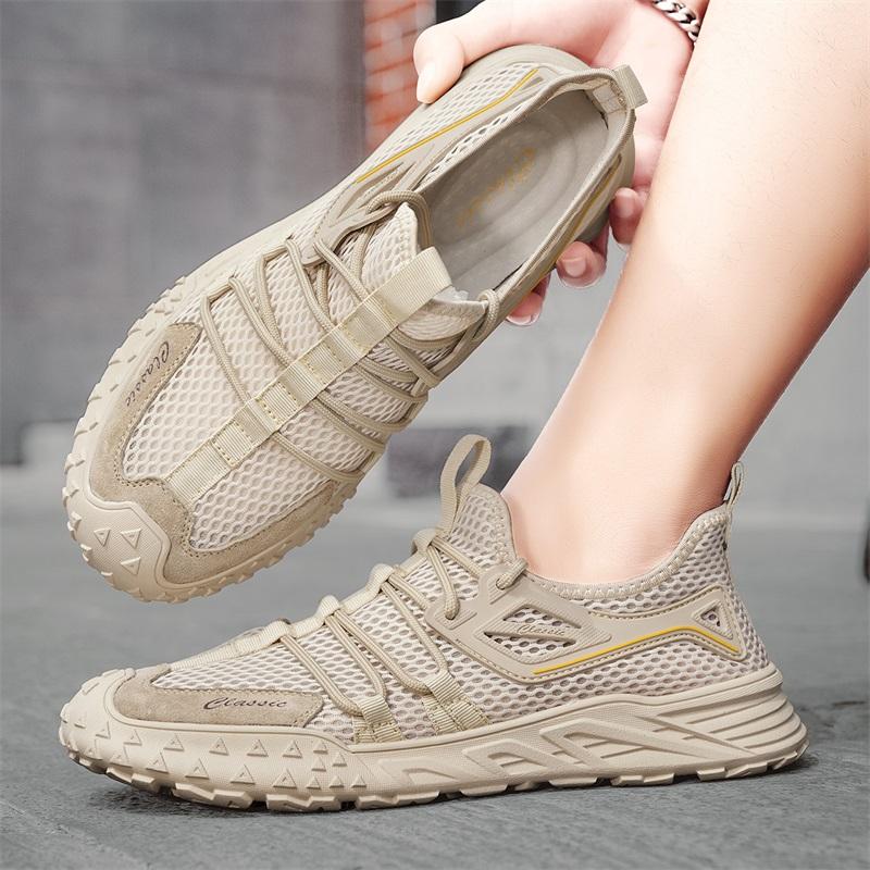 Fashion Summer Men Sandals Genuine Leather Mens Casual Shoes Outdoor Men Leather Sandals for Men Beach Shoes Roman Mens Shoes Mesh 47