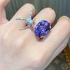 BELLA BOX Luxuriöser, eleganter Ring aus imitiertem Santa Maria-Amethyst und Aquamarin mit Kolibri-Motiv, geeignet für den täglichen Party-Modeschmuck für Damen
