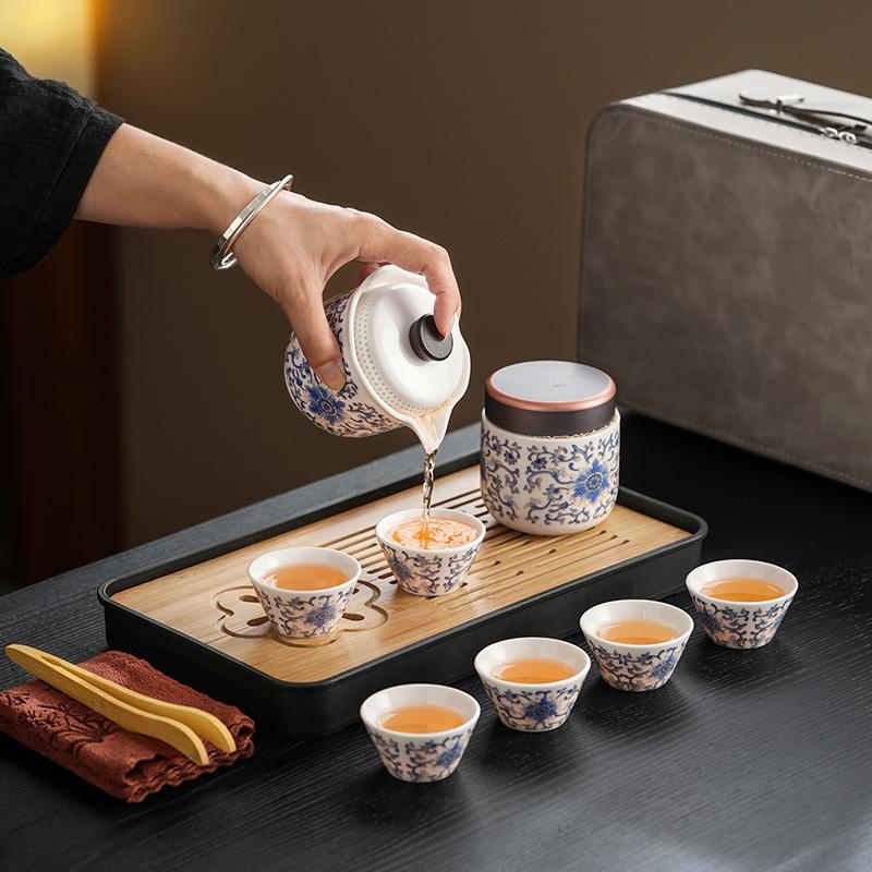 Tangzhi Lotus Ceramics Dehua White Porcelain Set New Chinese Kuaike Cup Household Kung Fu Travel Tea Set Souvenir