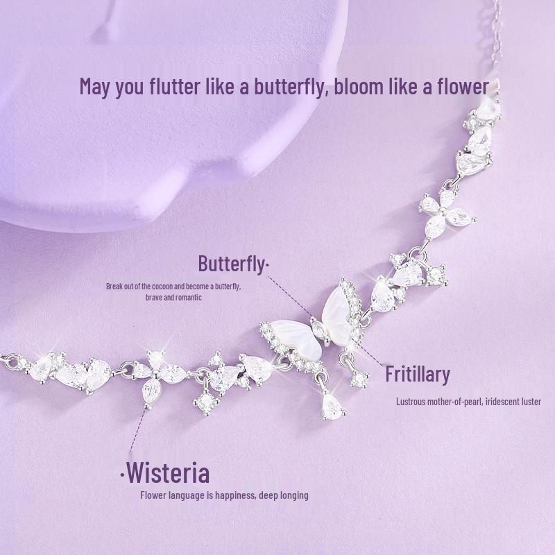2025 Exquisite Butterfly Sterling Silver Bracelet for Women - Luxurious Qixi Gift