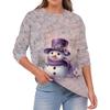 Women's Fashion Casual Christmas Print Round Neck Solid Color Long Sleeve Top