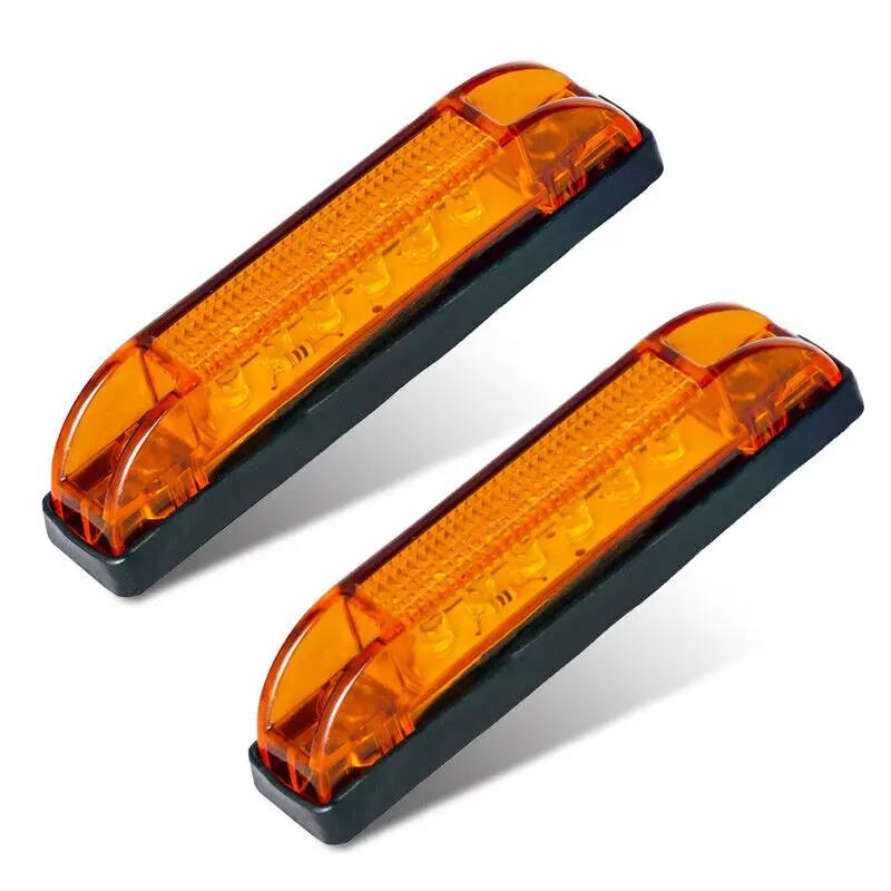 2PCS 6 Led Marker Clearance Light Strip Bar Car Interior Exterior Decoration Light Truck Side Marker Light Turn Signal Indicator Bulbs 7