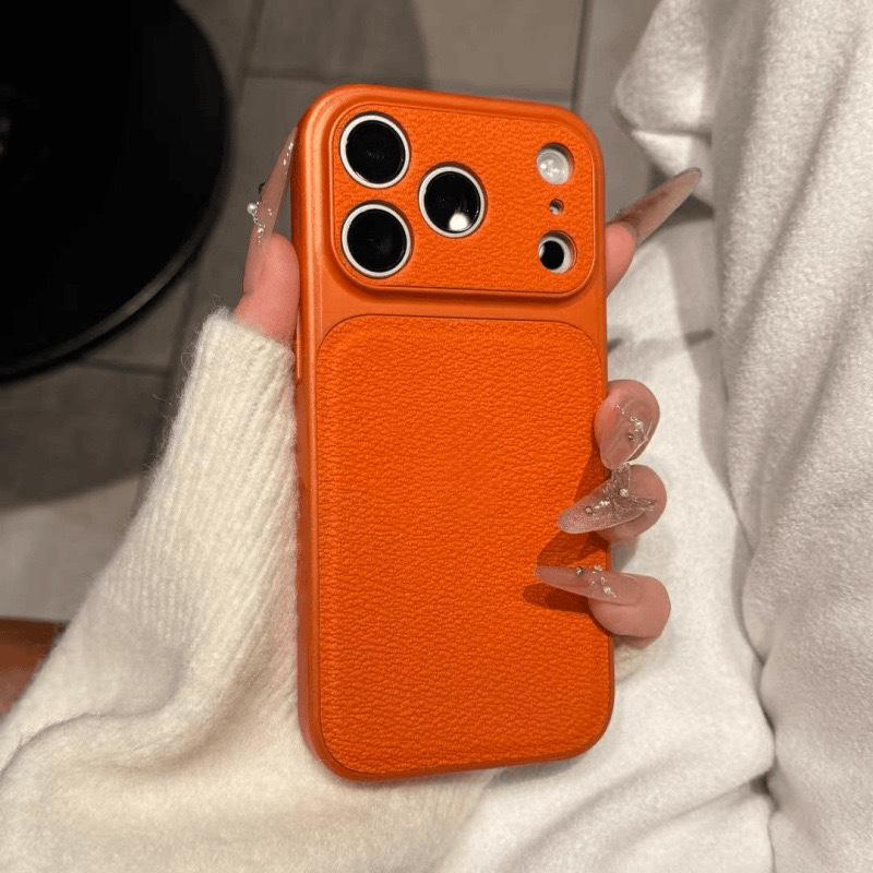 Lychee Pattern Leather Phone Case for iPhone 17 Pro/16 Pro/15 Pro/14 Pro - Autumn/Winter Design