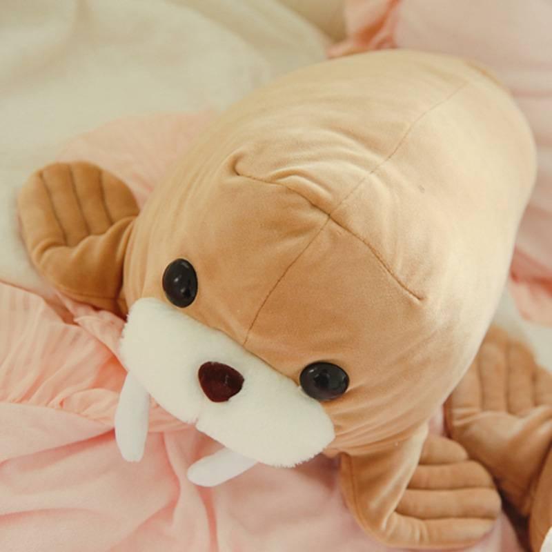 Soft Plush Stuffed Animal Walrus Pillow For Bedroom Or Office Decor