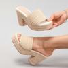 Fashion Women'S Hemp Rope Wedge Heel Thick-Soled Sandals, Woven Straw Rope One-Strap Summer Waterproof Platform High Heels