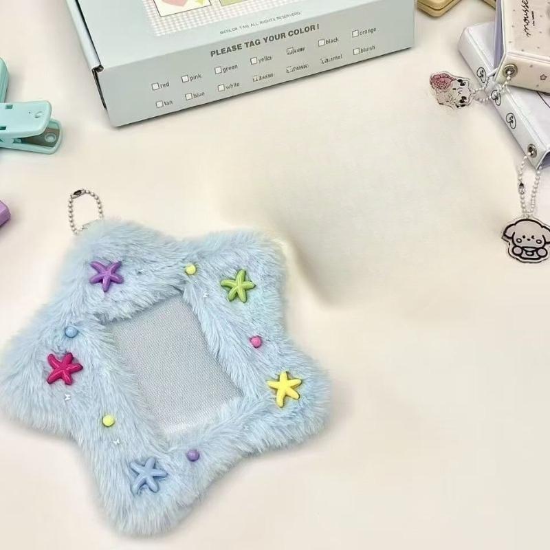 Cute Photocard Holder Keychain Aesthetic Star Photo Card Sleeve Display Keyring Pastel Idol Collection Fan Gift Accessories