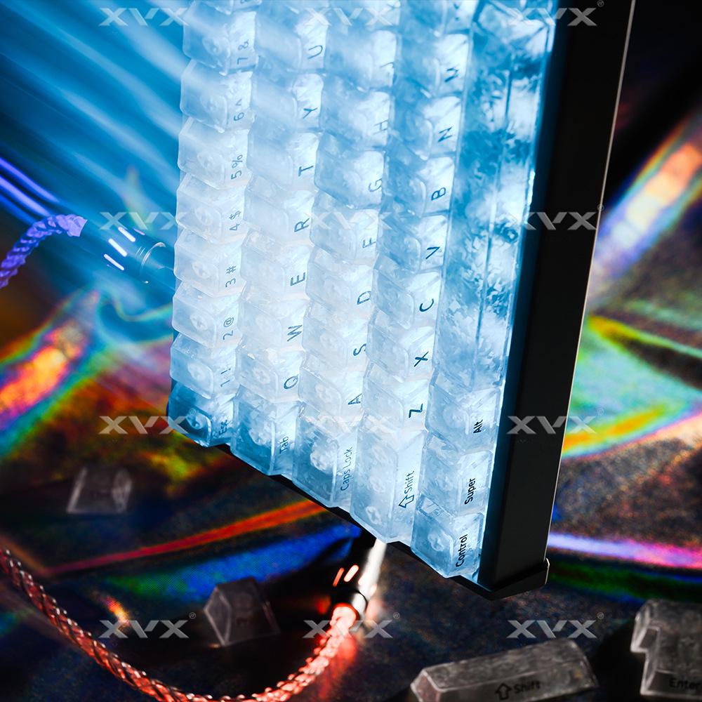 XVX Ice Carbon Texture Translucent Side Engraved Keycaps for Magnetic Mechanical Keyboards