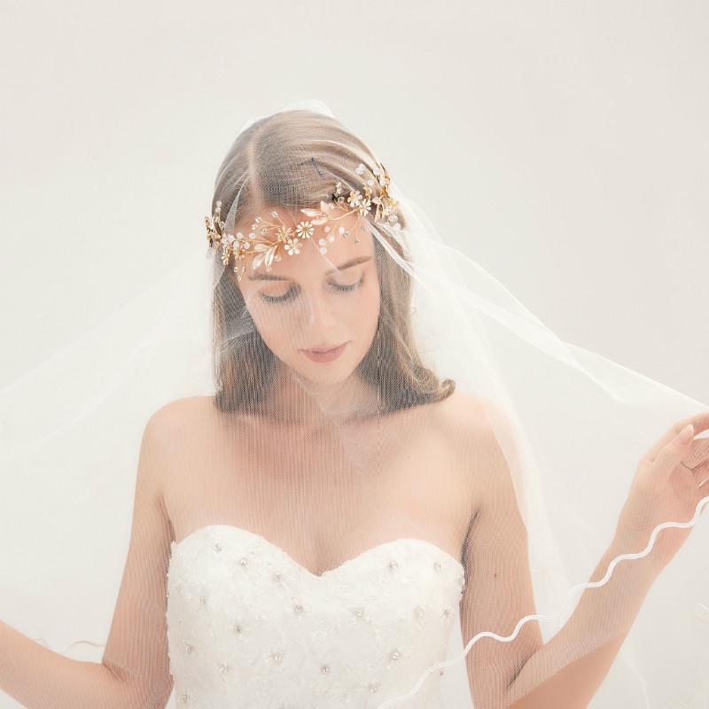 

Весільна тіара, весільна гумка для волосся з перлами, головний убір для весільної вечері