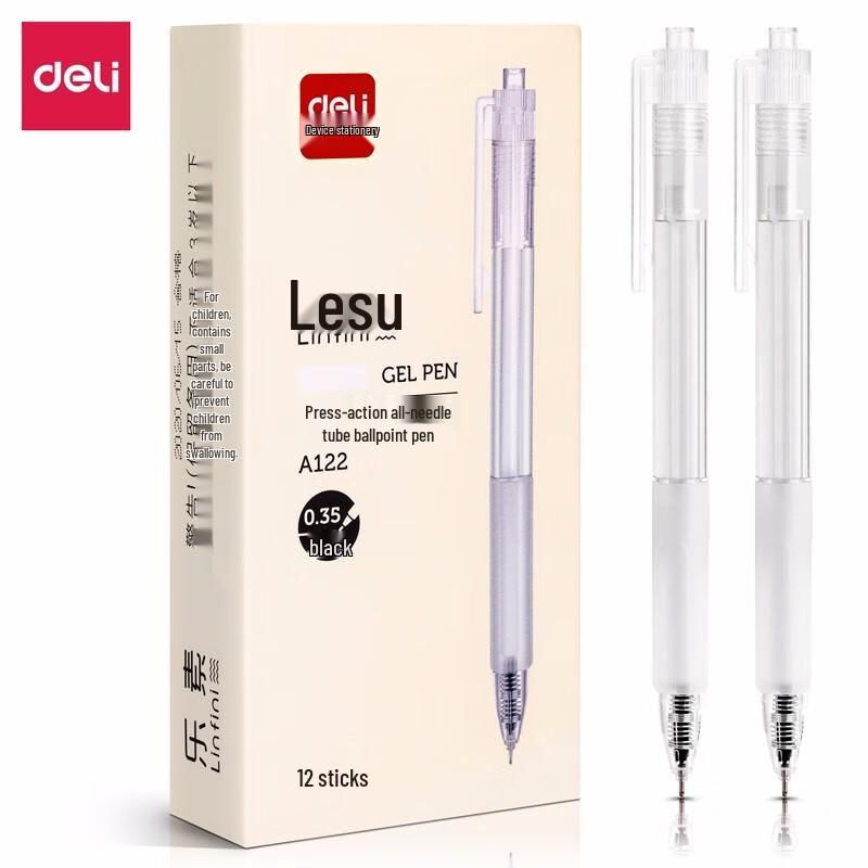 Deli A122 0.35mm Black Gel Pen 12-Pack