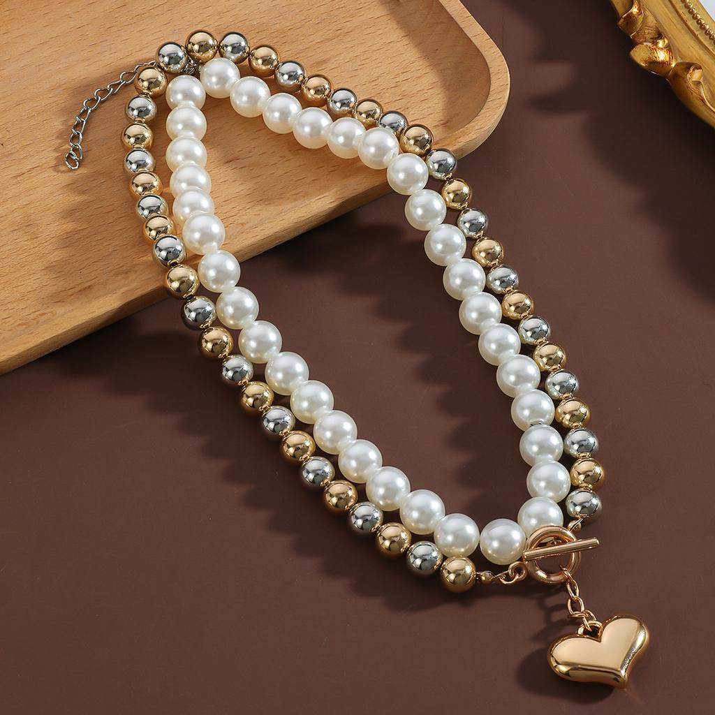 Pearl Love Pendant Necklace Sense Niche Clavicle Chain Titanium Steel Neck Chain Jewelry