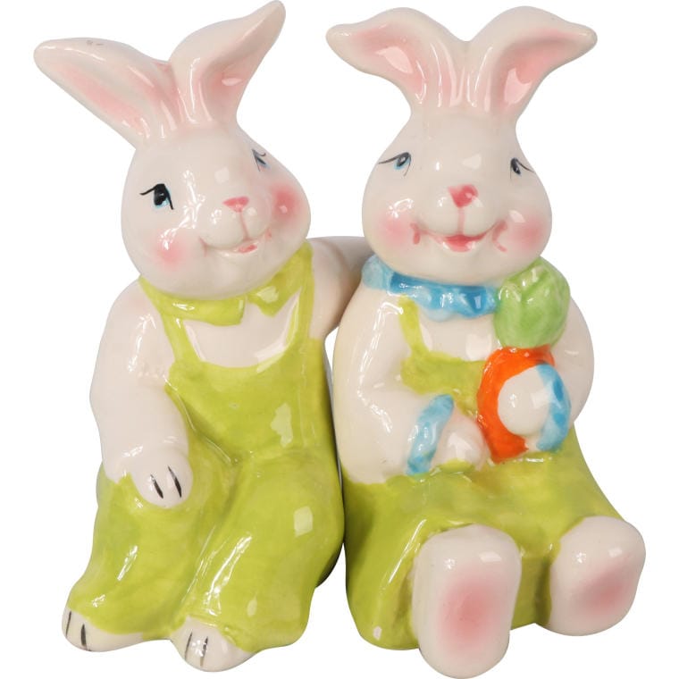 Set of Ceramic Salt and Pepper Shakers in the Shape of Easter Bunnies