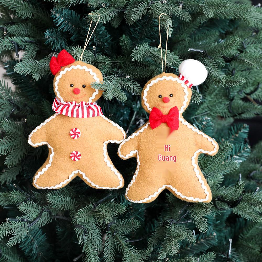 Gingerbread Man Plush Pom-Pom Christmas Tree Ornament