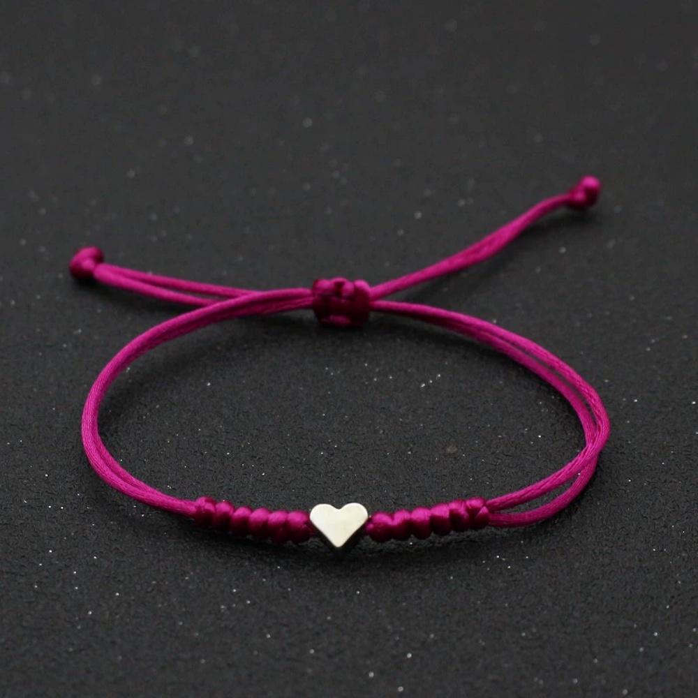 Hot Golden Silvery Heart Braided Rope Adjustable Bracelet Unisex Trendy Fashion Simple Versatile Couple Jewelry Gift Wholesale