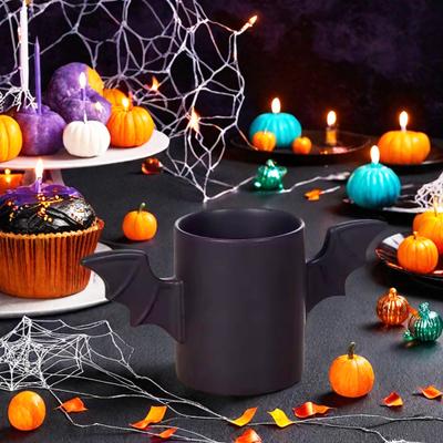 Caneca de Café de Cerâmica em Forma de Morcego 12oz Caneca de Café de Halloween com Asas de Morcego Preto Copos de Água Chá para Escritório Casa