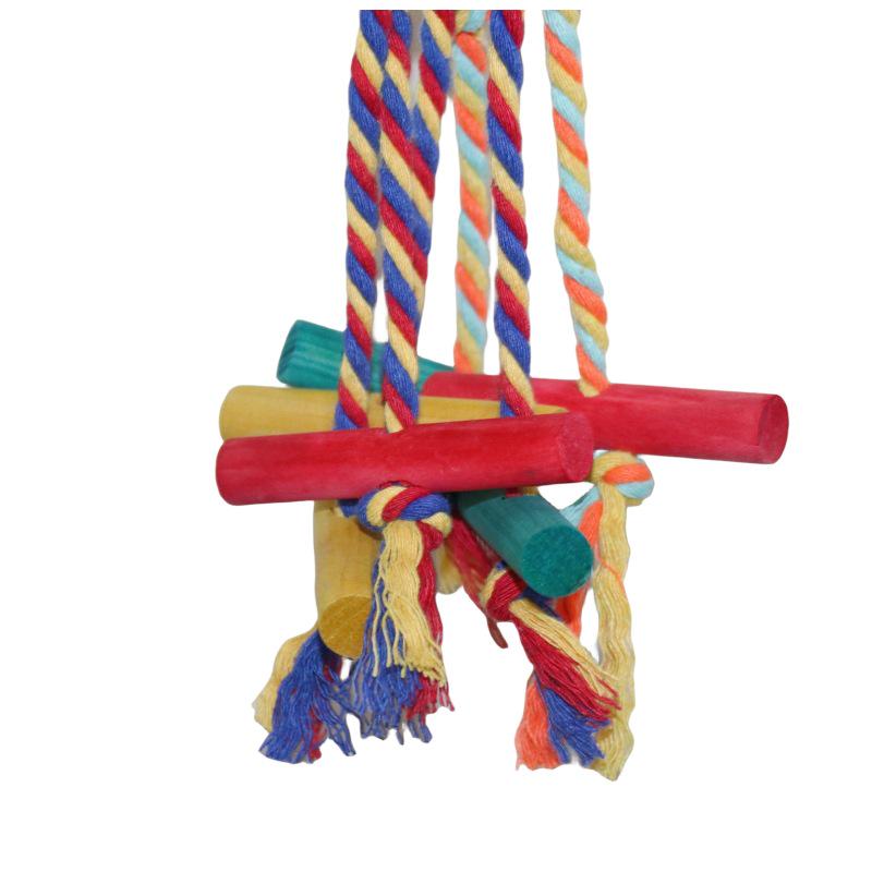 Parrot Cage Accessories: Colorful Beads, Wooden Blocks, and Cotton Rope Chew Toys for Feather-Plucking Relief