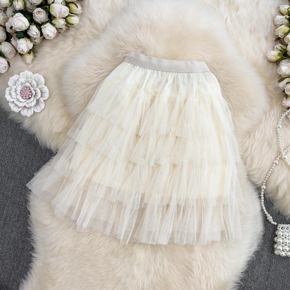 Mesh Multilayer Puff Cake Short Skirt Summer Short High Waist Sexy A-Line Skirt