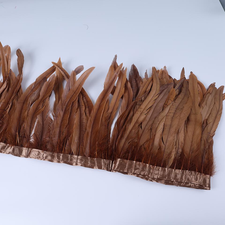 Rooster Feather Trims 2M Rooster Cock Tail Feather Fringes DIY Handicrafts for Clothes Ribbon Carnival Accessories