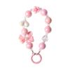 Colorful Electroplated Beaded Phone Chain & Keychain with Bow and Flower Pendant