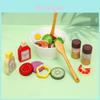 Fun Wooden Simulation Vegetable And Fruit Seasoning Salad Ingredient Toy Set For Imaginative Kitchen Play
