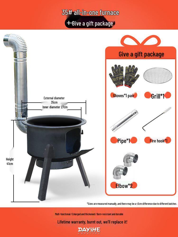 Portable Outdoor Camping Firewood Stove - Large Pot and Child Ground Pot Compatible