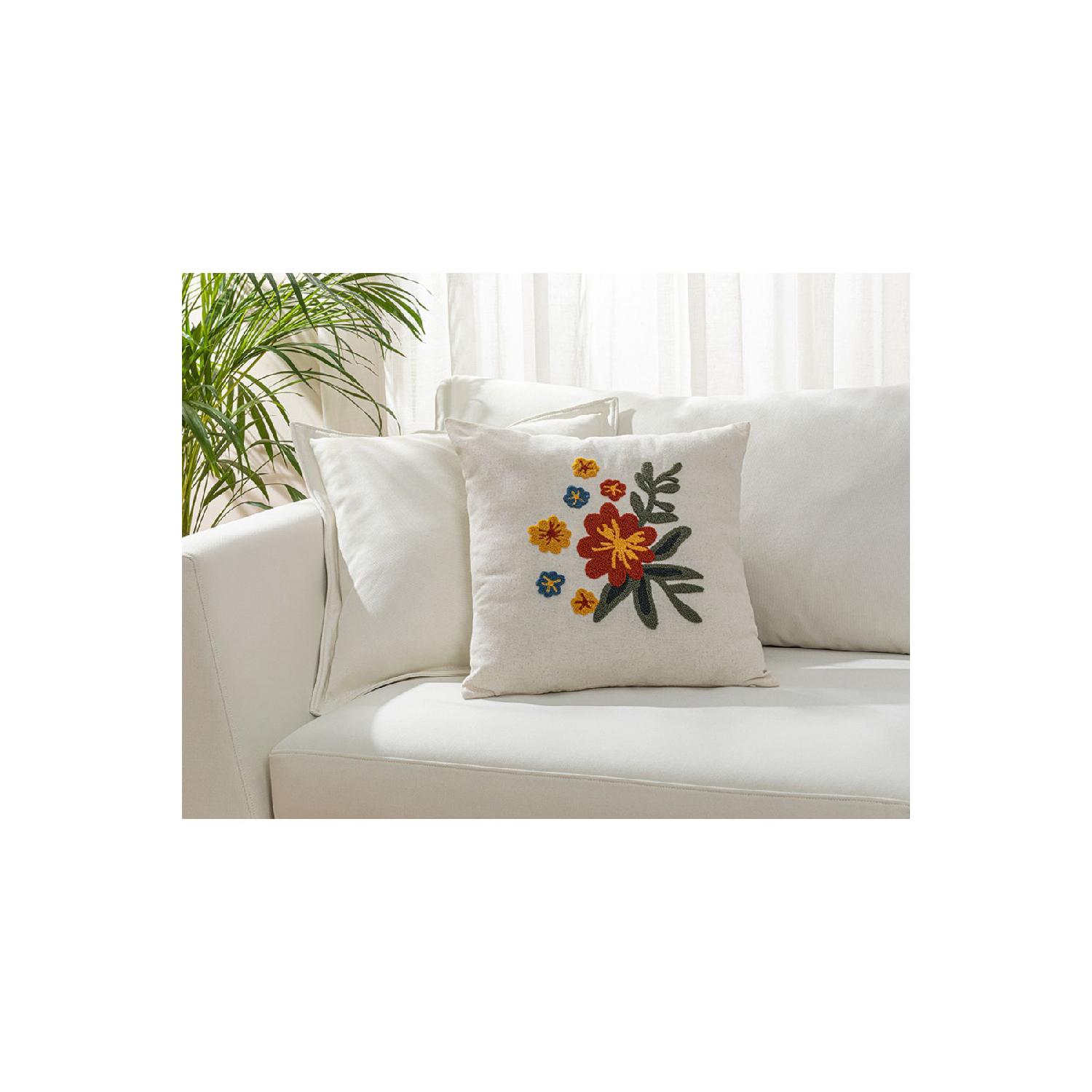 

Luna Punch Embroidered Throw Pillow Cover Natural 45 x 45 белый