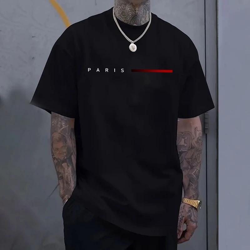 

Paris Fashion Tshirts for Men High Quality 100 Cotton Oneck Short Sleeve Top Home Outdoor Casual Soft Tees 2025 Mens Clothes 4XL